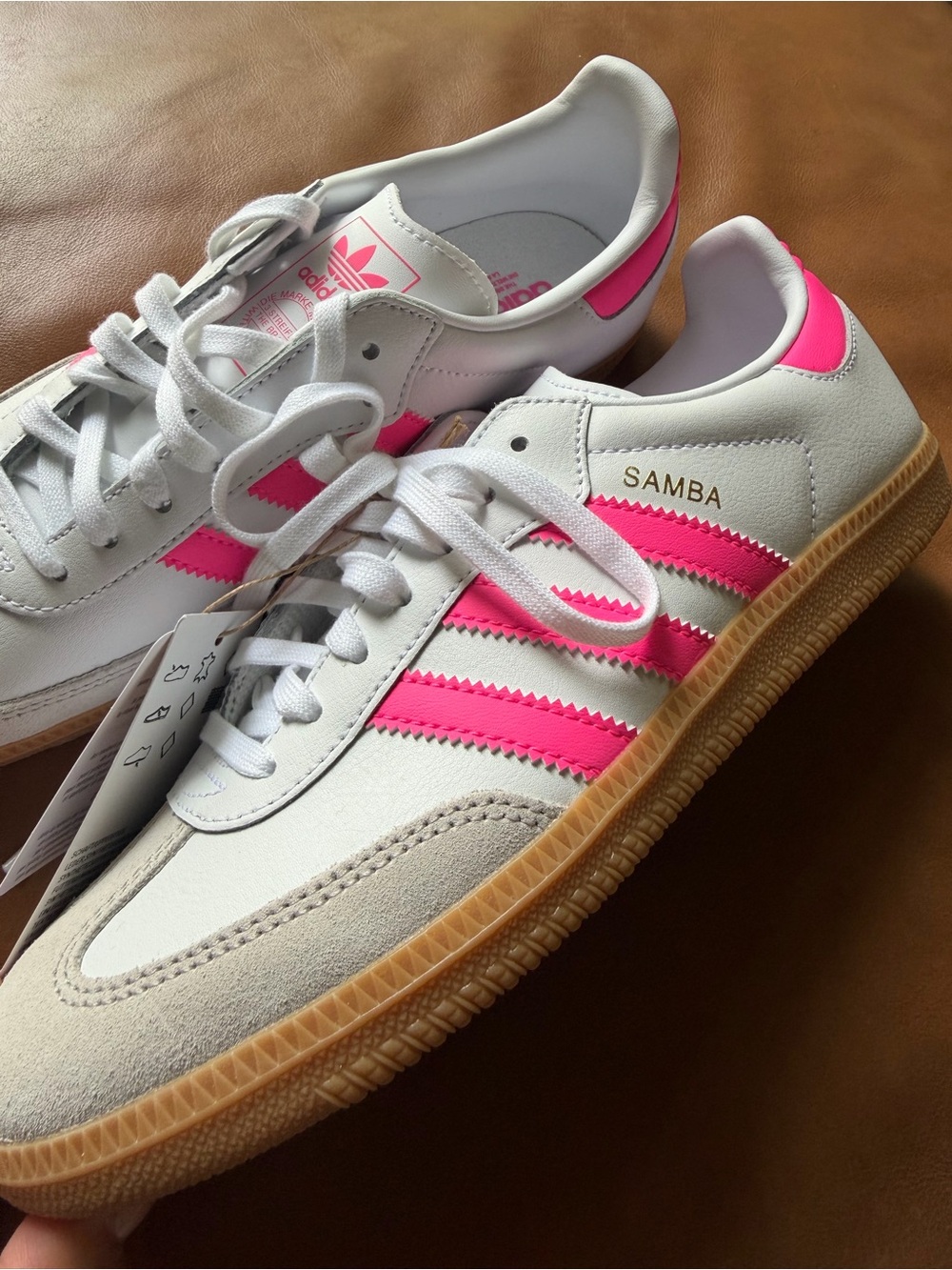 Adidas Samba White & Hot Lucid Pink Sneakers - Picture 7 of 10